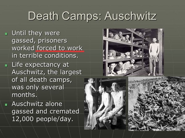 ナチスの「アウシュビッツ強制収容所」の説明文にも『forced to work』の文言が使用されている