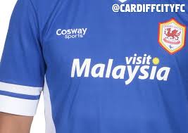 The traditional blue color of Cardiff City is used for the away shirt