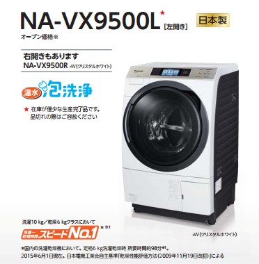 比較レビュー】【パワフルコース】パナソニックドラム式洗濯機 VX9500 
