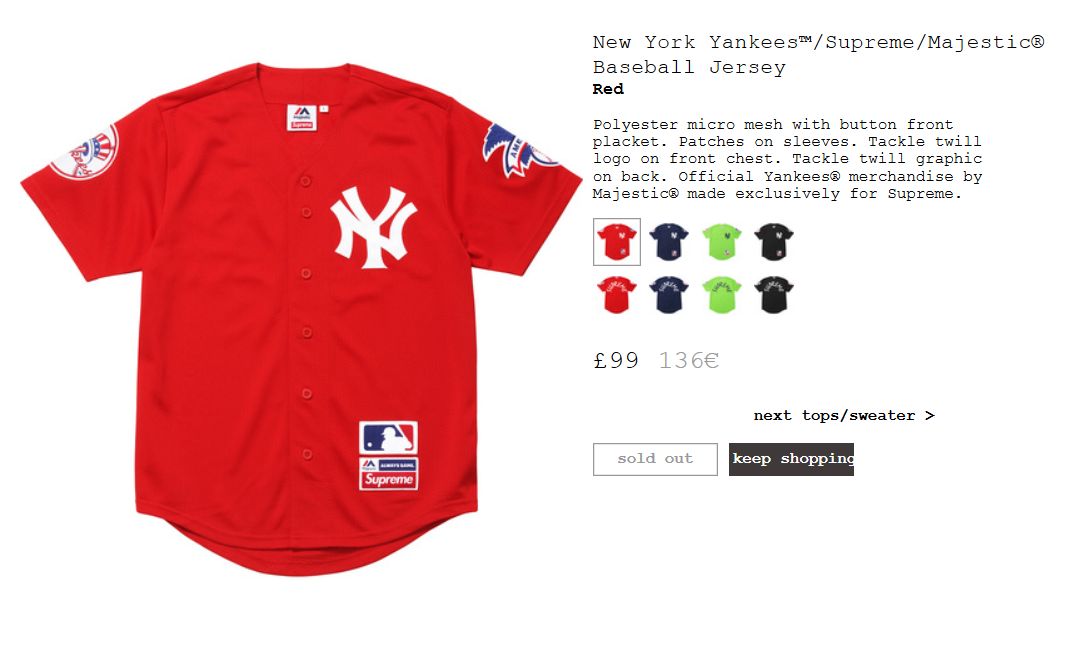 supreme × New York Yankees Box Logo Tee 2015年6月13日発売 - シュプリーム